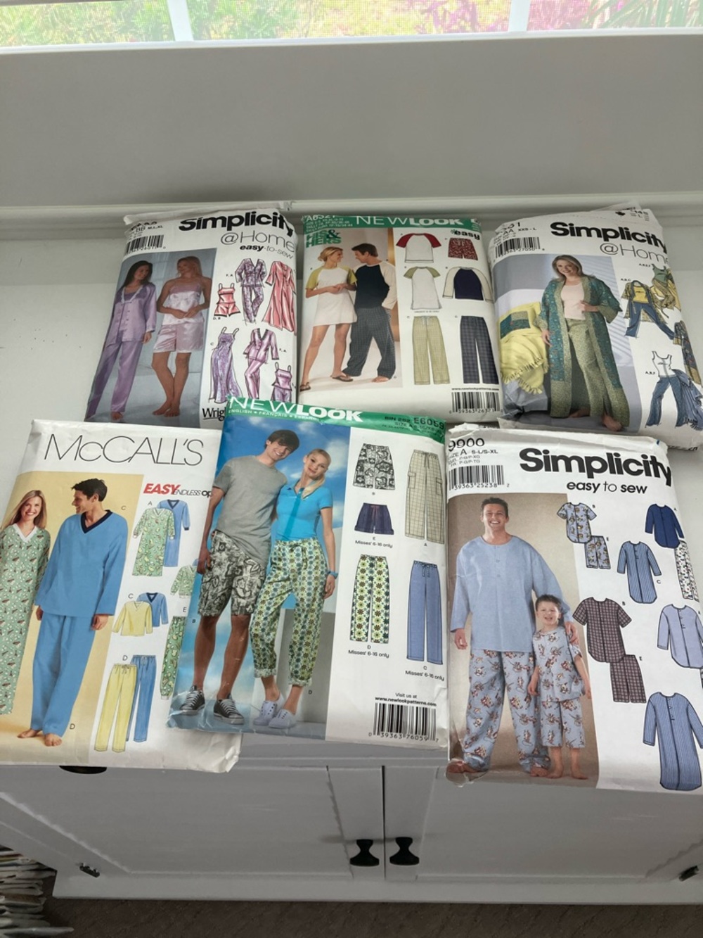 Six adult sewing patterns pajamas sizes small – extra large